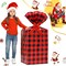 20 Pcs Valentine Cellophane Bags Christmas Basket Bags Printed Cellophane Wrap Clear Basket Bags Large Cellophane Bags for Baskets, Weddings, Bridal or Baby Showers (Red and Black Plaid)